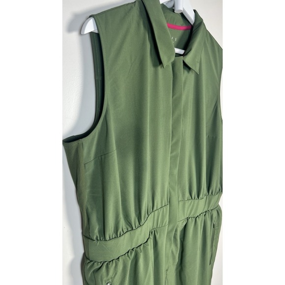 LIVI By Lane Bryant Plus Size 18 Green Stretch Woven Zip-Up Sleeveless Jumpsuit - Picture 4 of 13